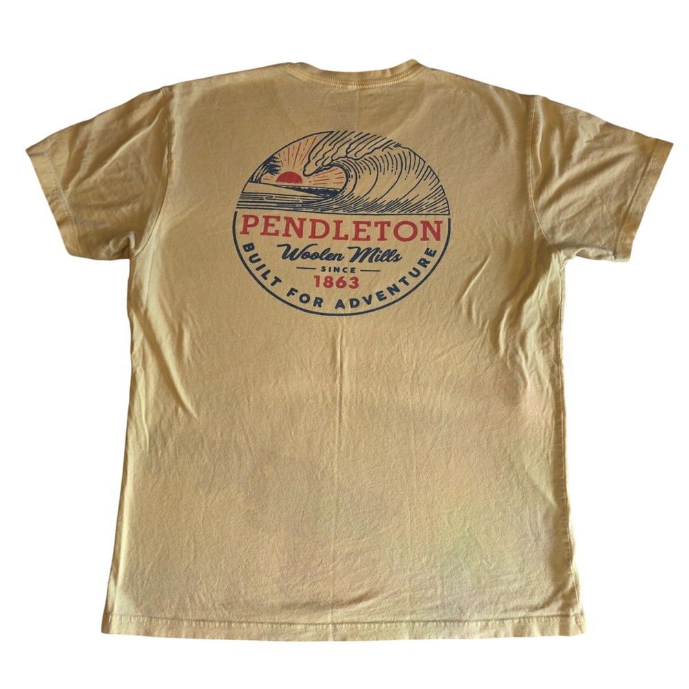 Pendleton Mens Yellow Graphic T-Shirt Wave Built For Adventure Cotton Large